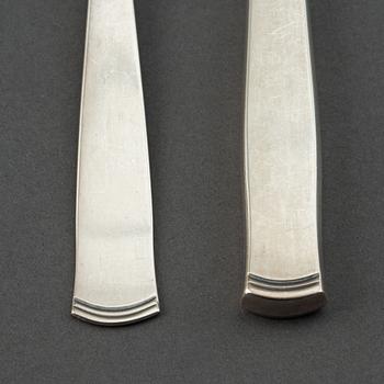 Jacob Ängman, a 66 piece "Rosenholm" silver part flatware service, maker's mark GAB, Stockholm, 1960/70s.