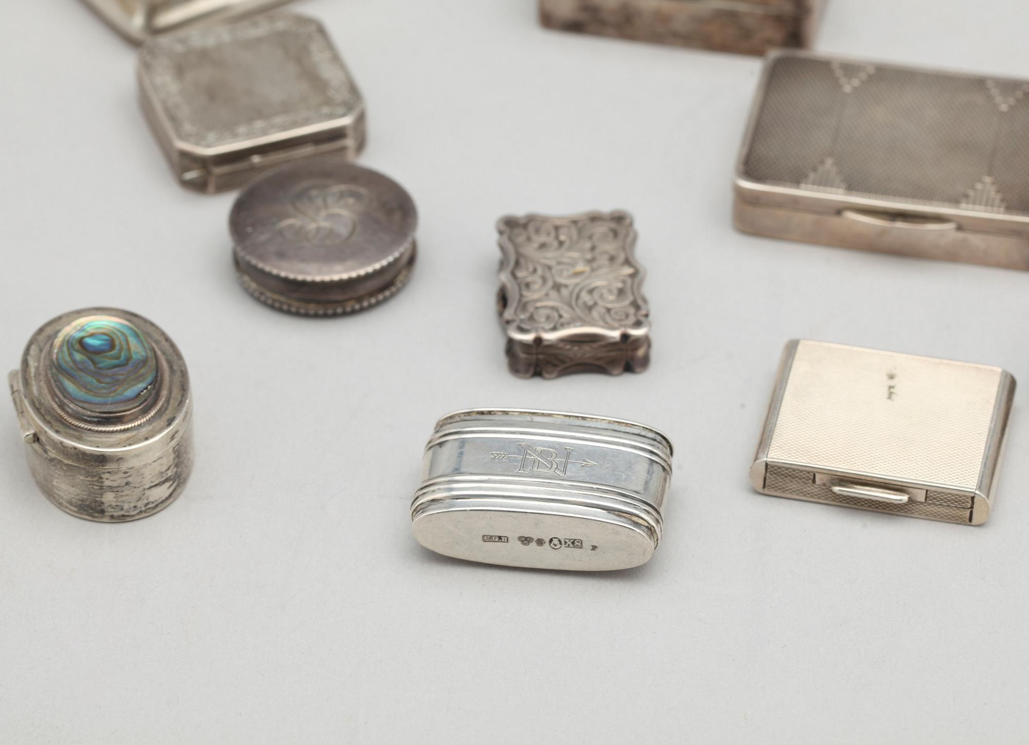 DOSOR, 19 st, silver, olika nationaliteter, 1800-1900-tal. Total vikt ca 364 g.
