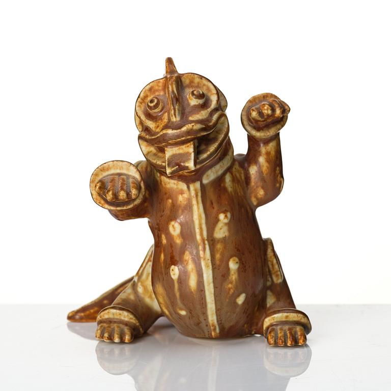 Wilhelm Kåge, a stoneware sculpture of a dragon puppy, Gustavaberg, Sweden 1940-50s.