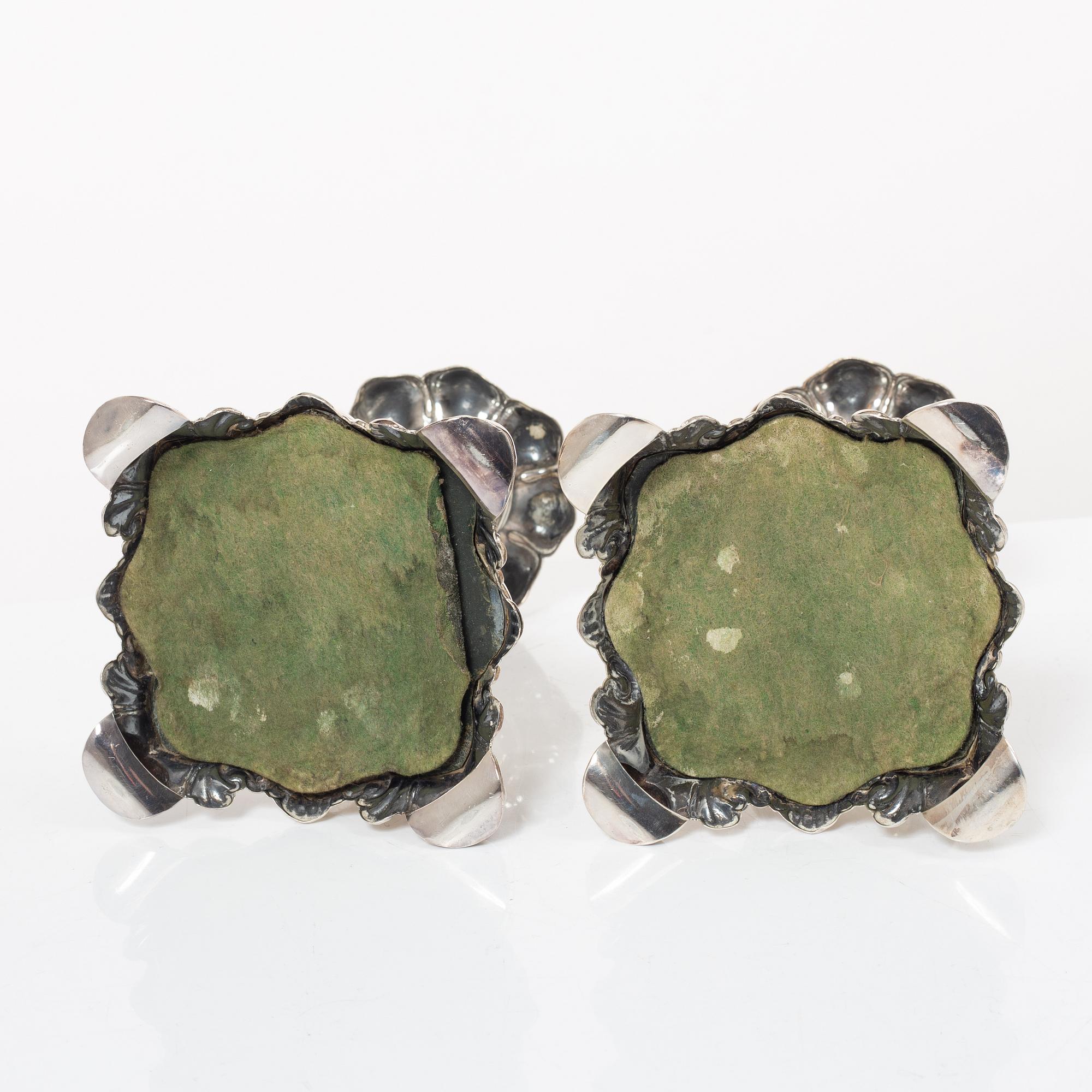 Candelsticks, a pair, silver, Baroque style, CG Hallberg, Stockholm, 1943.