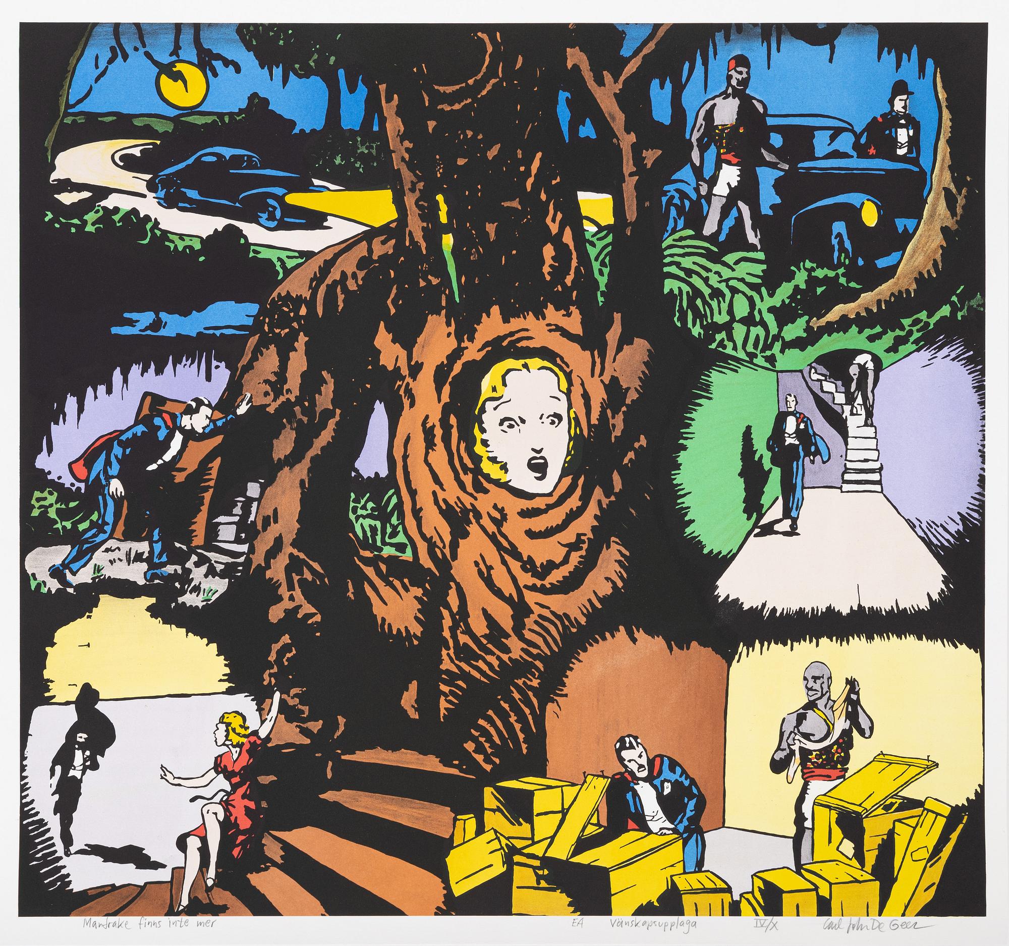 Carl Johan De Geer, lithograph in colours, signed EA IV/X.