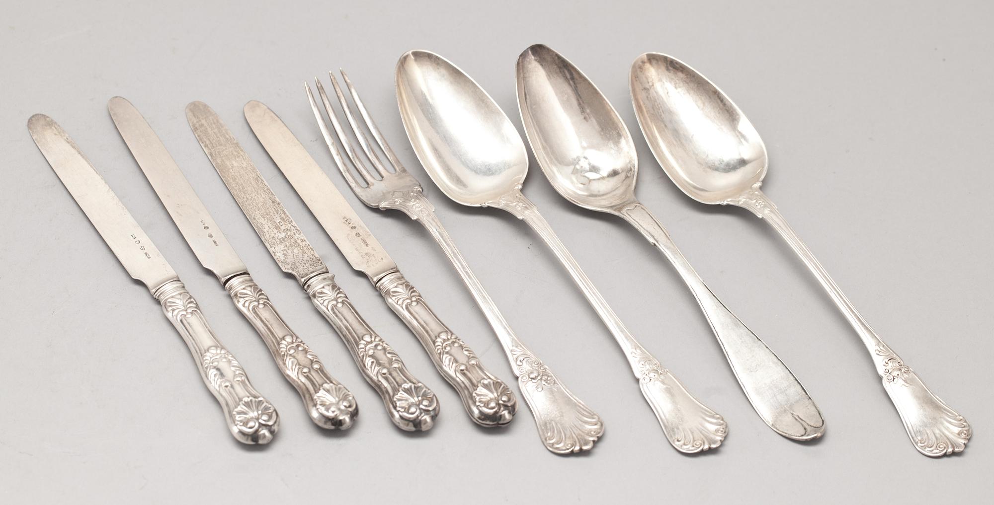 BESTICKDELAR, 26 st, silver, Sverige, 1800/1900-tal. Total vikt ca 600 g.
