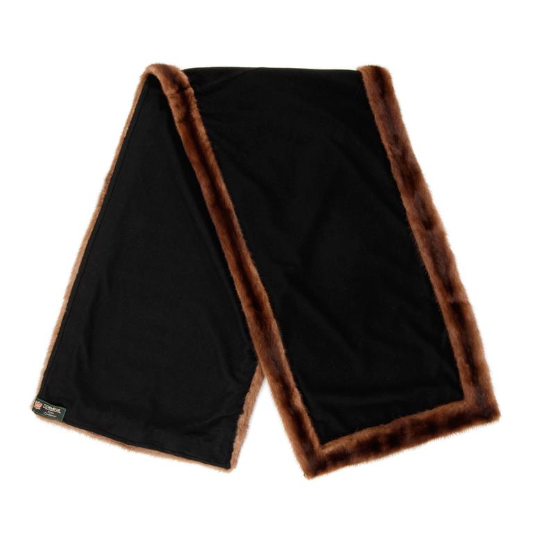 DORMEUIL, a black cashmere and mink shawl.