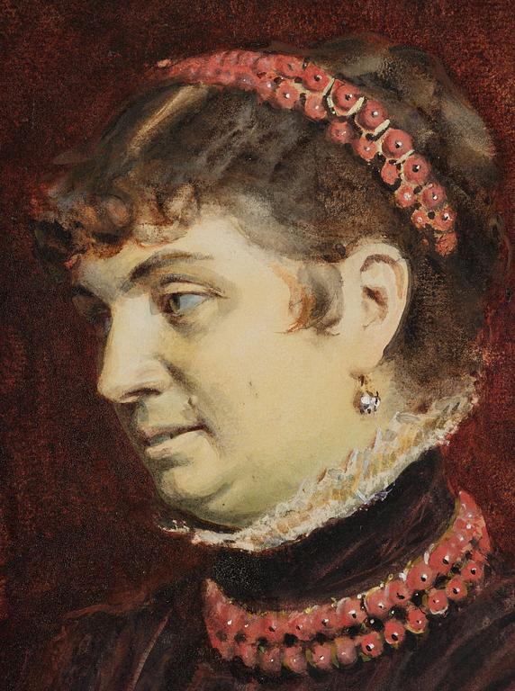 Anders Zorn, Portrait of Mrs. Veronica Heiss with a hair ornament and a necklace of corals.