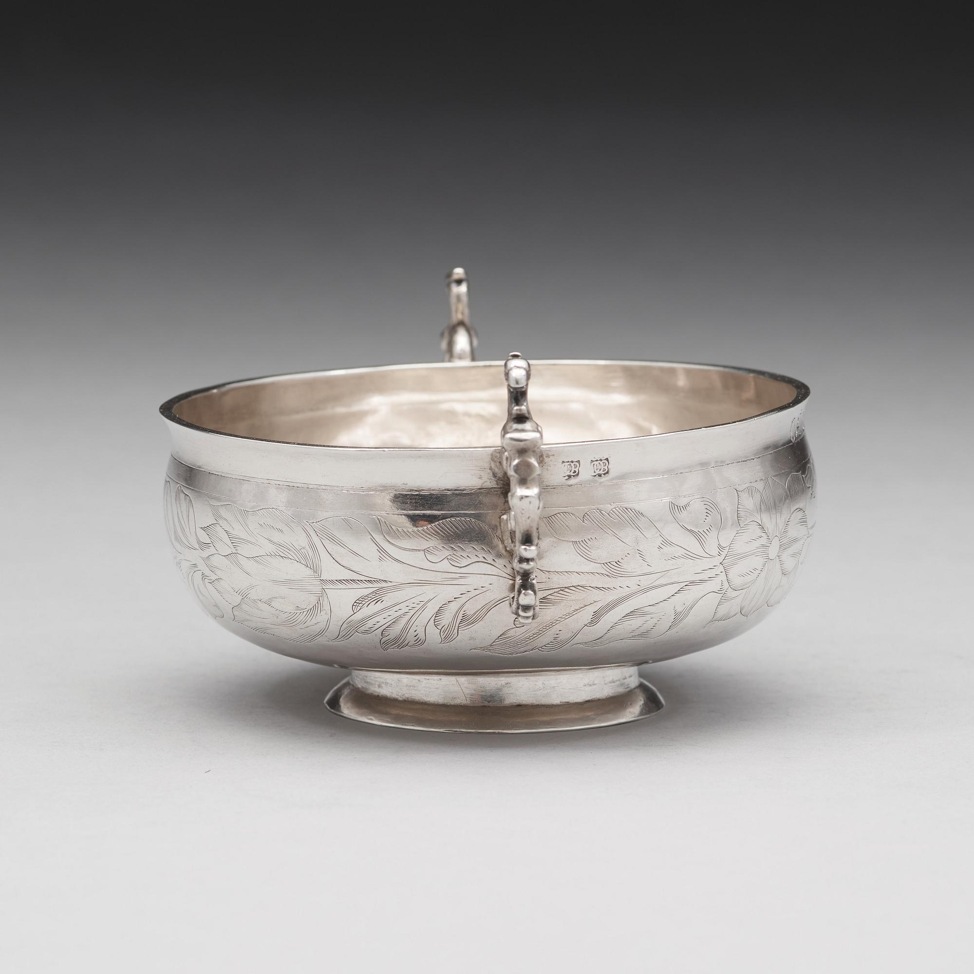 Lars Olofsson Börst, brännvinsskål, silver, Skänninge (verksam 1670-1675), barock.