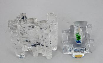 GLASSKULPTURER, 2 st. Helena Tynell, Riihimäen Lasi, Finland 1900-talets senare hälft.