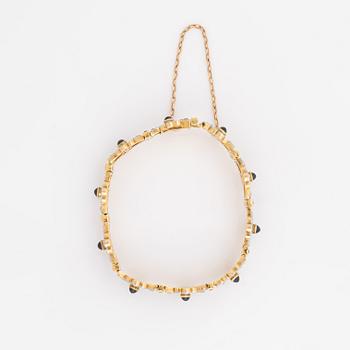 Art deco rose cut diamond and sapphire bracelet.