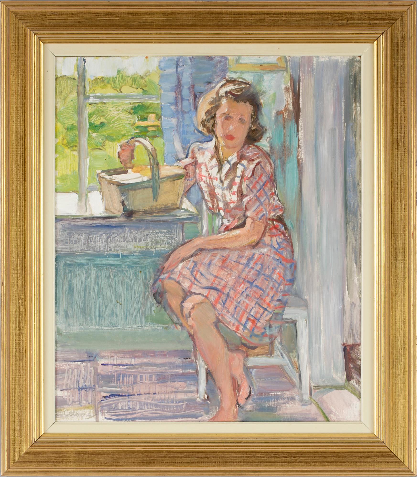 ELSA BACKLUND CELSING, olja på pannå, sign.