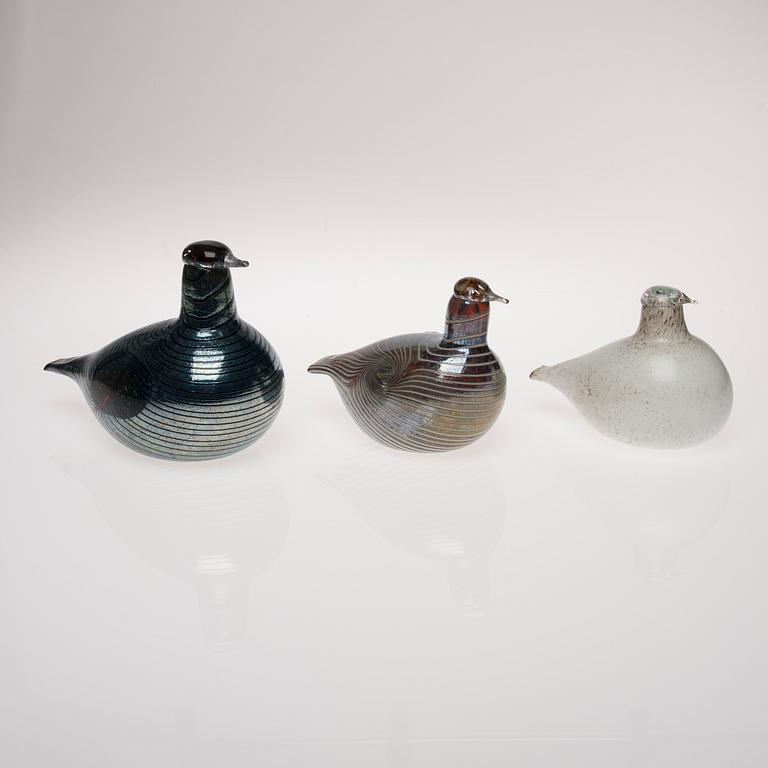 OIVA TOIKKA, GLASFÅGLAR, 3 st, signerade.