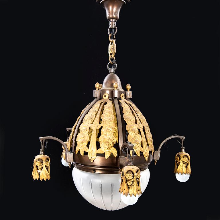 Chandelier / Ceiling lamp, Art Nouveau, early 20th century.