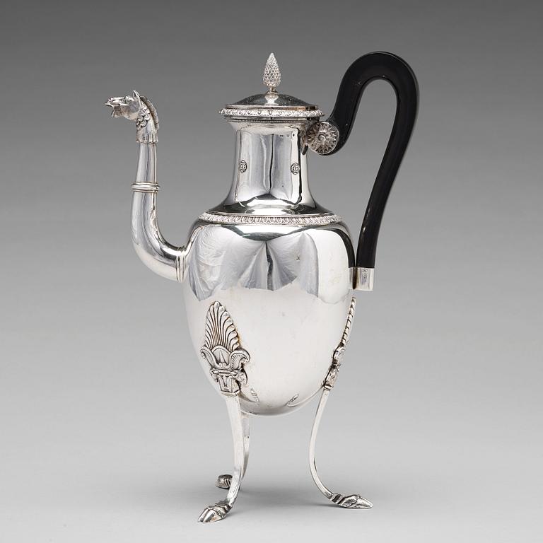 A Swedish 19th century silver coffee-pot, mark of Adolf Zethelius, Stockholm 1824.