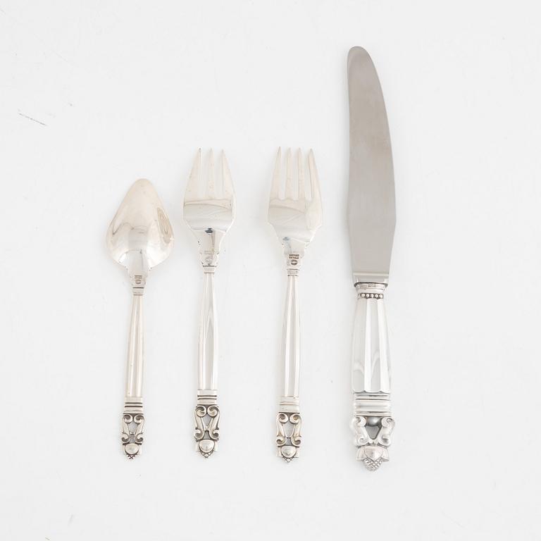 A Danish Silver Cutlery, 'Acorn', Johan Rohde,  Georg Jensen (40 pieces).