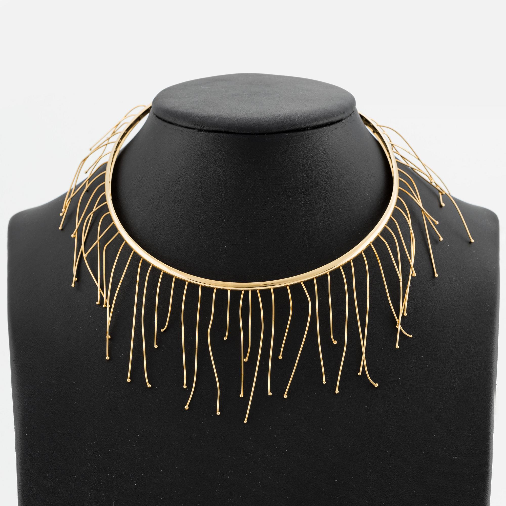 Jil Sander, necklace and earrings, gold-tone metal.