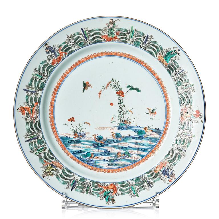 A famille verte 'immortals' dish, Qing dynasty, Kangxi (1662-1722).