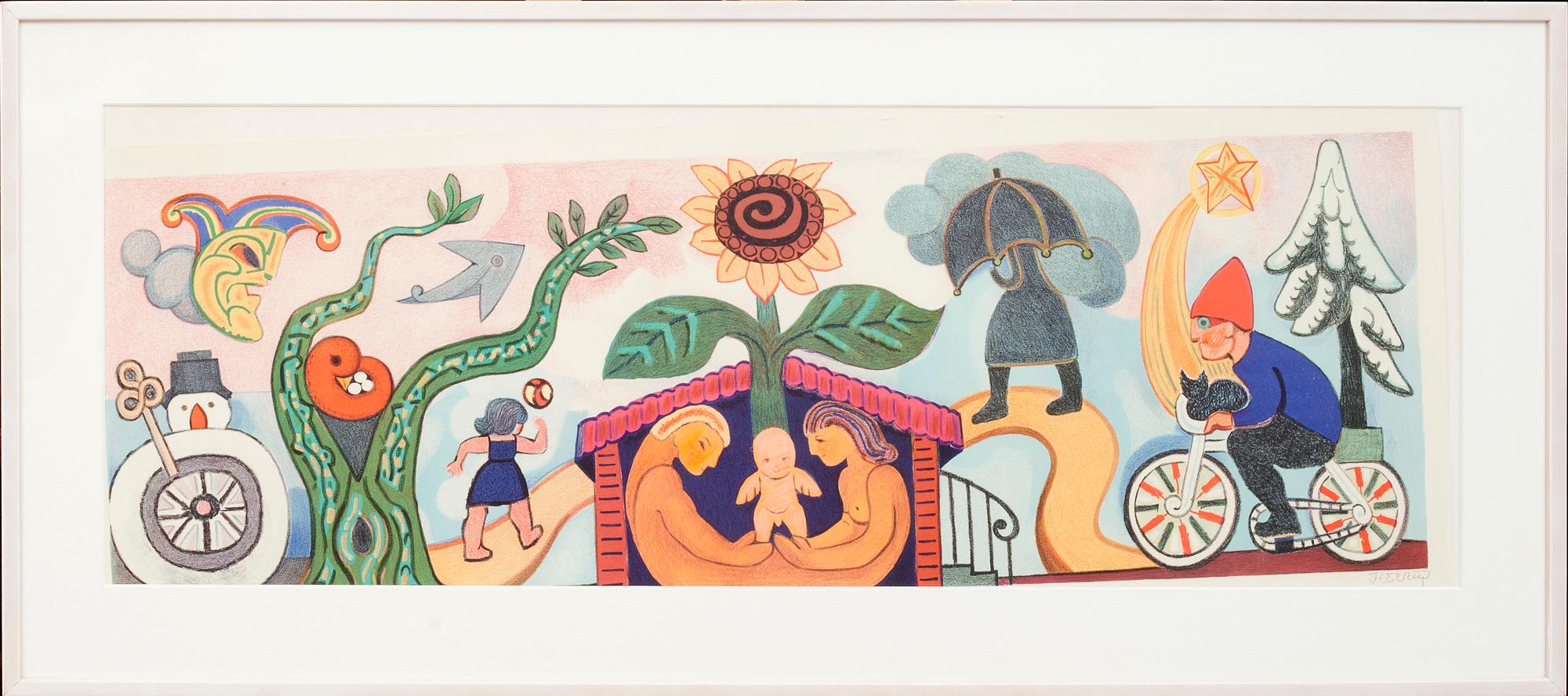 HENRY HEERUP, färglitografi, signerad.