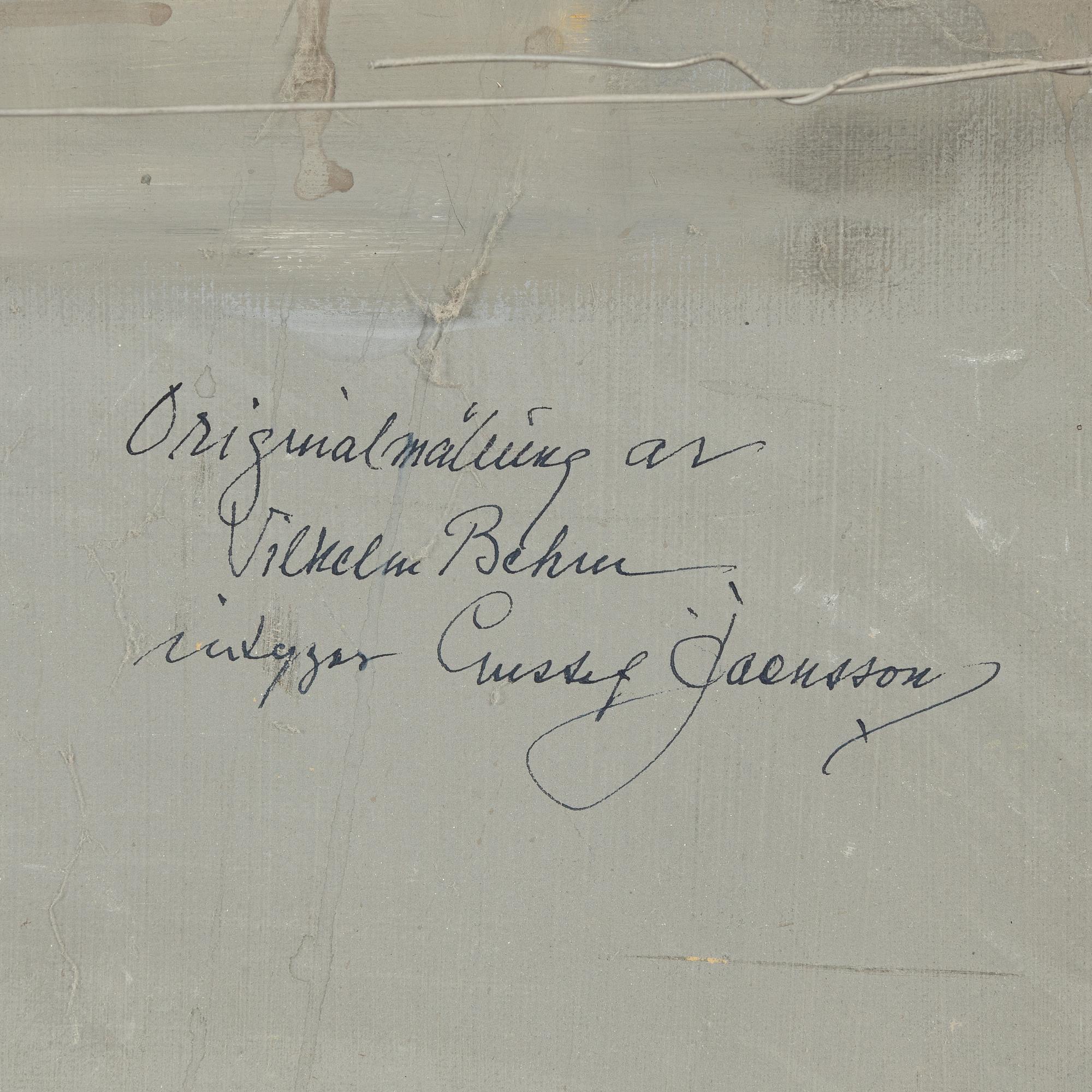 Wilhelm Behm, attributed to, oil on canvas/panel.