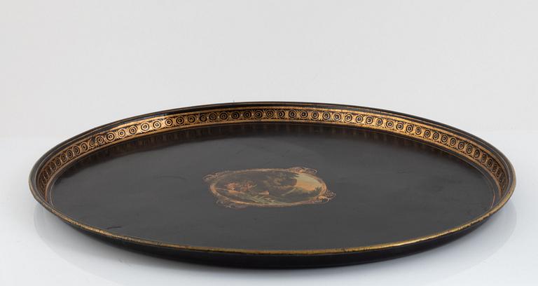 A tole-peinte tray, mid 19th century.