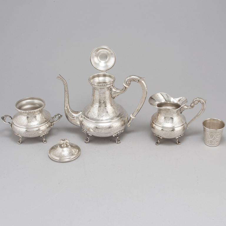 An Egyptian 20th century silver 5 piece tea-set, mark of Kairo 1940's.