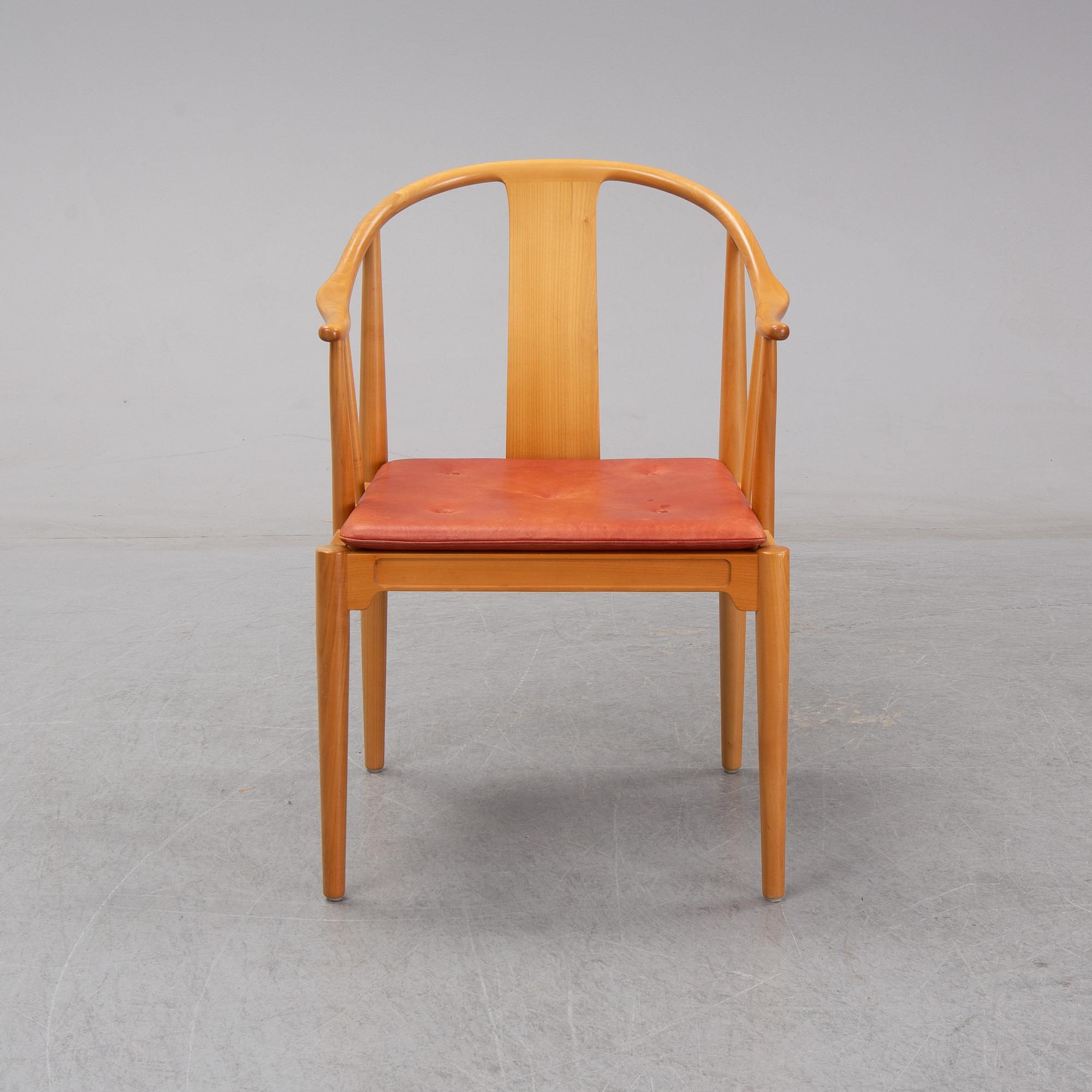 HANS J WEGNER, a cherry wood China chair from Fritz Hansen, Denmark,