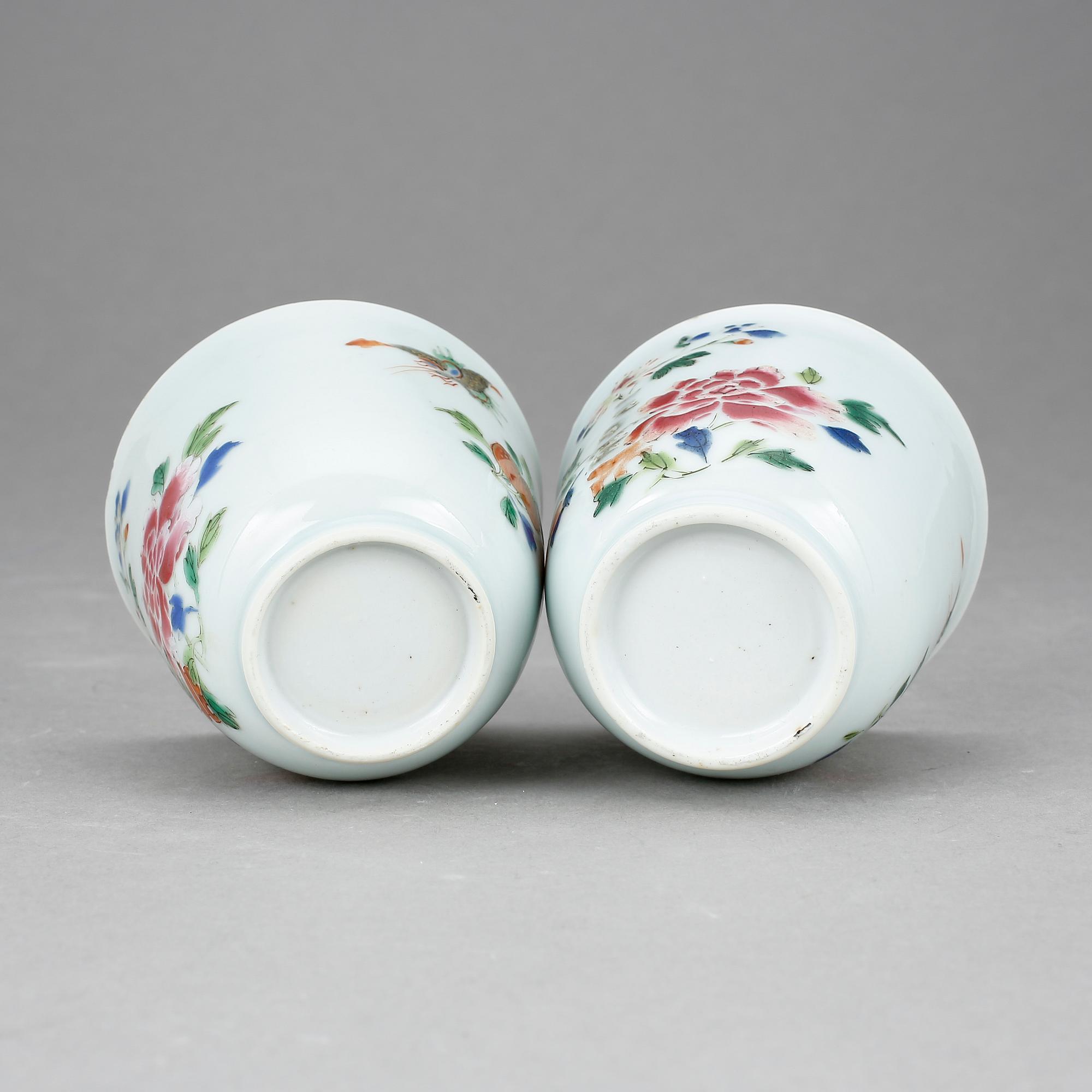 KOPPAR, 2 st, porslin, Kina, Qianlong (1736-1795).