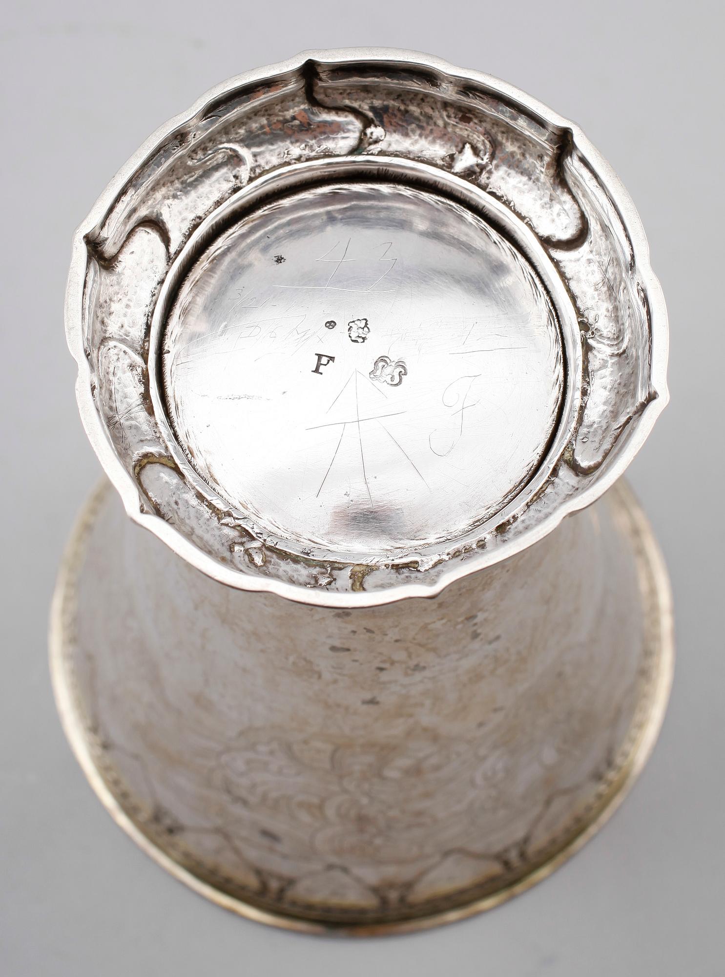 BÄGARE, silver, Lorens Stabeus, Stockholm 1764. Vikt ca 559 gram.