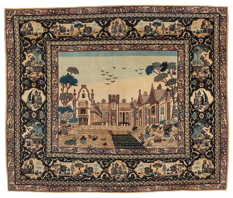 An antique Keshan 'Dabir' rug, Central Persia, c. 128 x 109 cm.