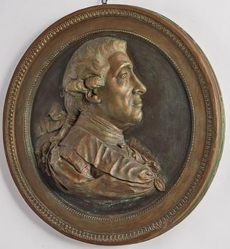 Jonas Forsslund, A late Gustavian circa 1800 plaster medallion depicting Olof af Acrel (1717-1806).