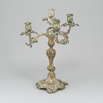 A rococo style silver plated candelabra, 19-20th century.