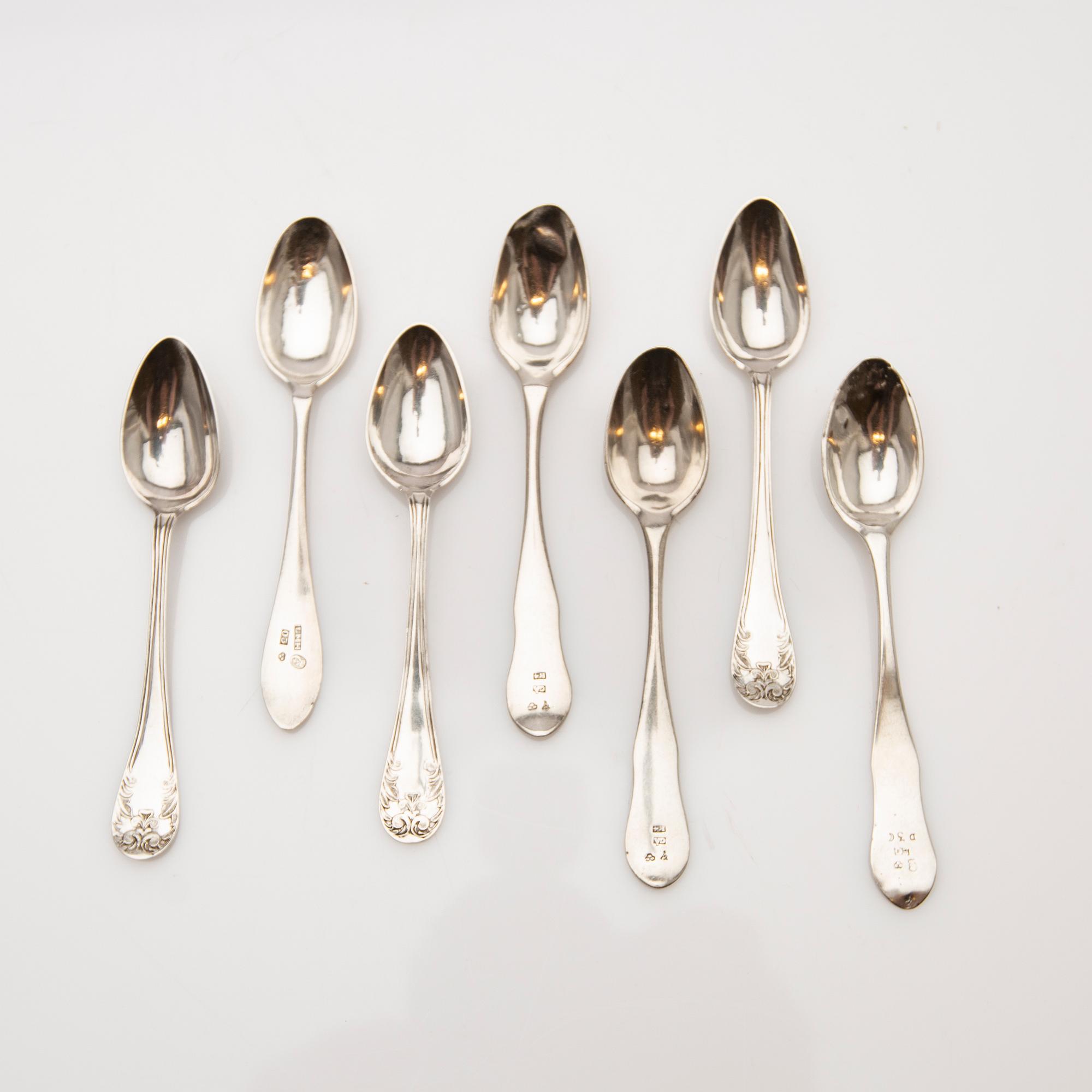 Coffee spoons, 7 pieces, silver, 1810-1903, Sweden.