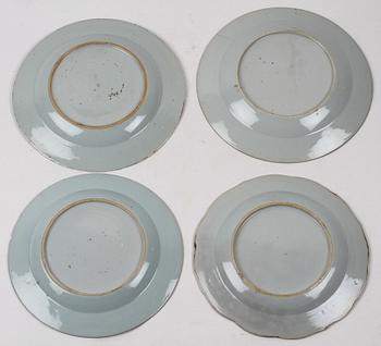 TALLRIKAR, 4 st, porslin, Kina, 1700-tal.