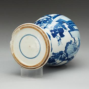 A blue and white jar, Qing dynasty, Kangxi (1662-1722).