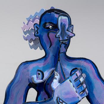 Timo Solin, skulptur, bemålad metall/järn, signerad och daterad -93.