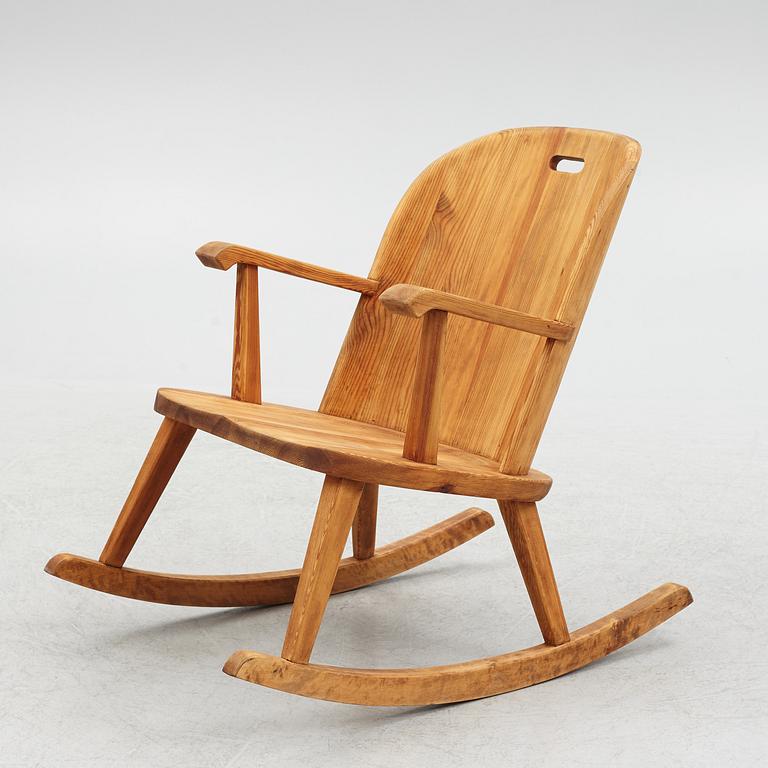 A pine rocking chair, Åby Möbelfabrik, Sweden, 1930's/40's.