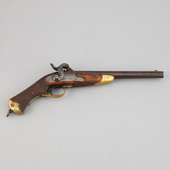 A Swedish rifled percussion pistol 1850 pattern.