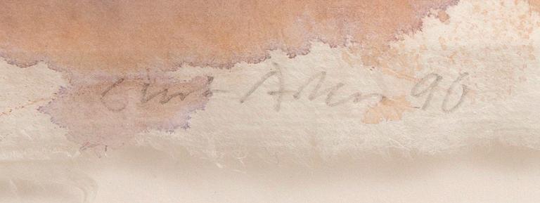 Curt Asker, mixed media on paper, signed and dated -90.
