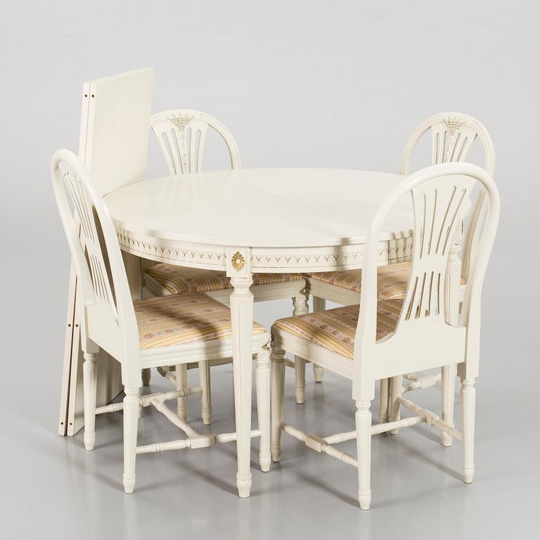 A Swedish gustavian style 5 pcs dining furniture.