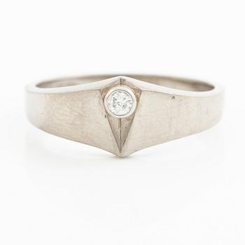 Lapponia, ring 18K white gold set with a round brilliant-cut diamond, Finland 1977.