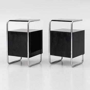 Bedside tables, a pair, Functionalist, 1930s.