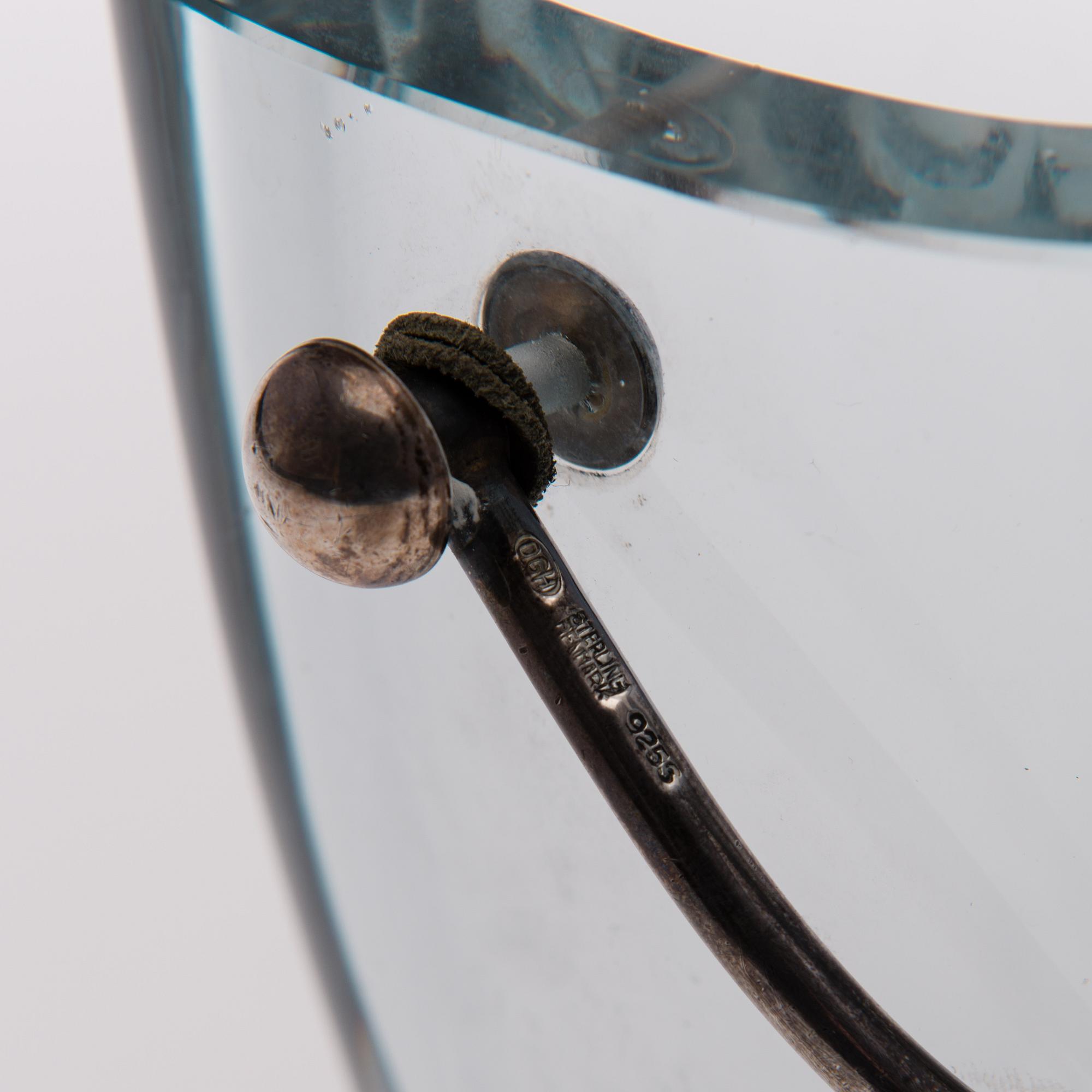 A 1960s DANISH GLASS AND STERLING SILVER ICE BUCKET, marks of DGH, Dansk Guldsmede Håndvark, Copenhagen.