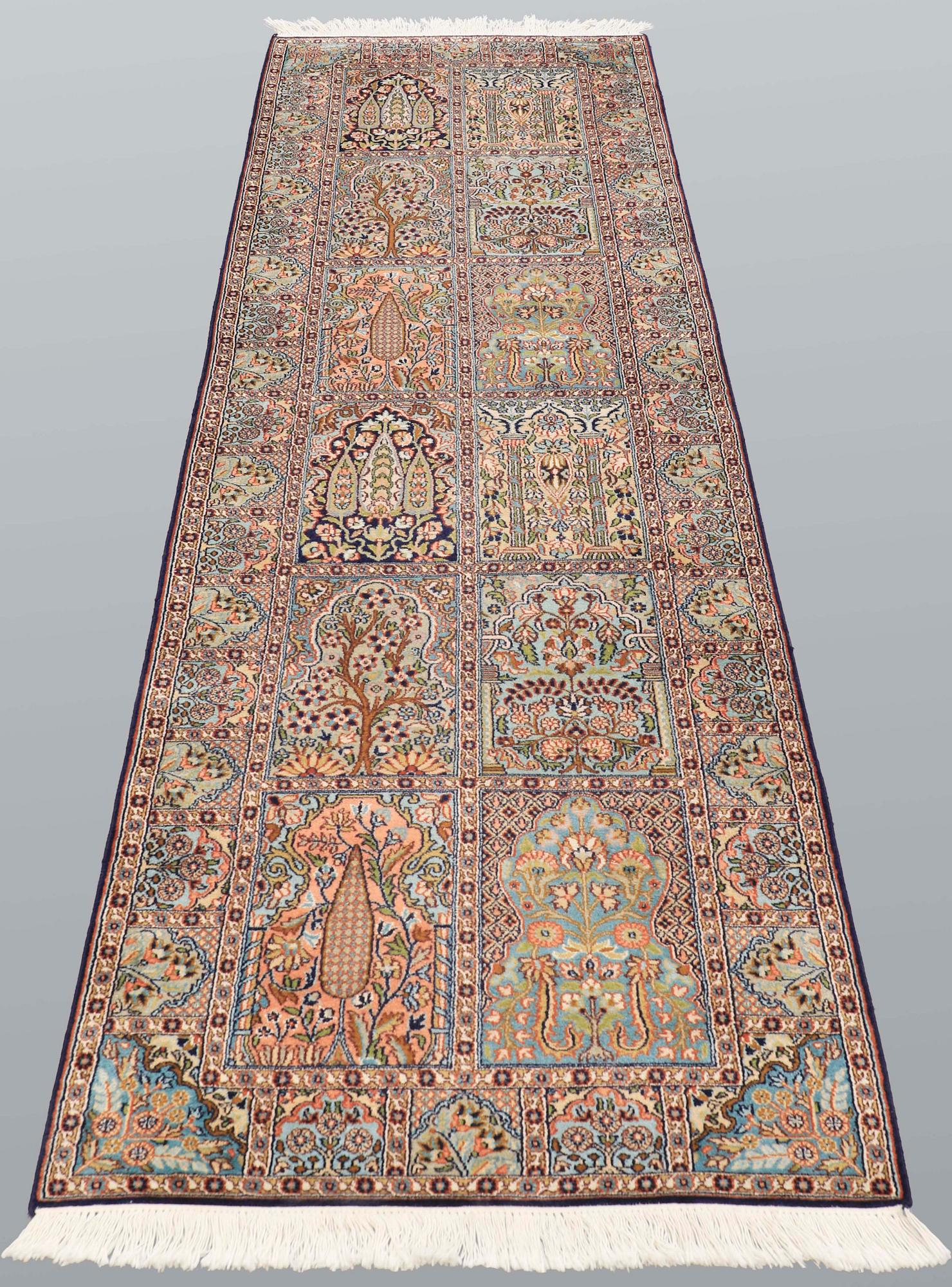A runner, Oriental silk Kashmir, ca 260 x 80 cm.