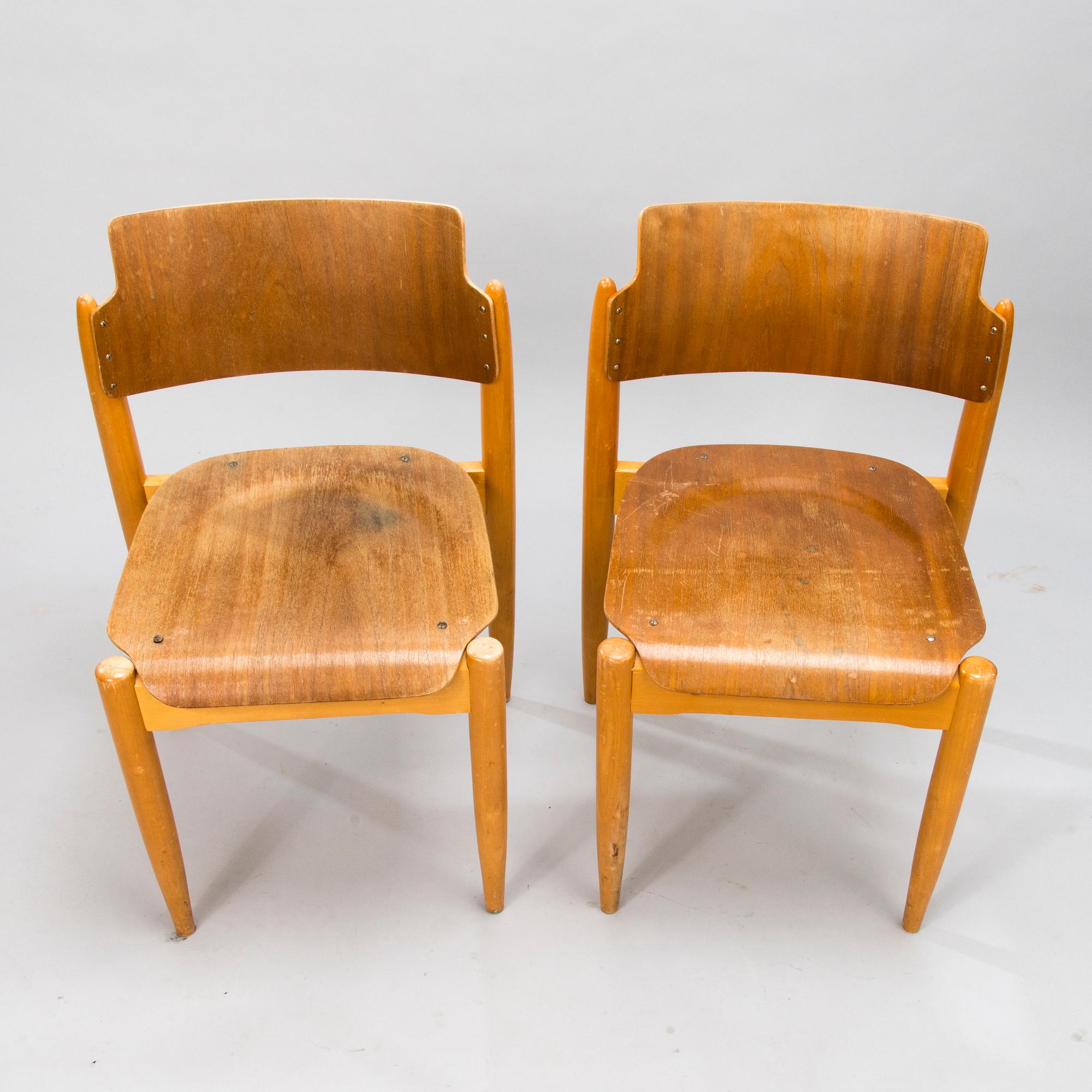 Two mid-20th-century "Wilman" chairs for Wilh. Schauman, Fanerfabrik, Jyväskylä, Finland.