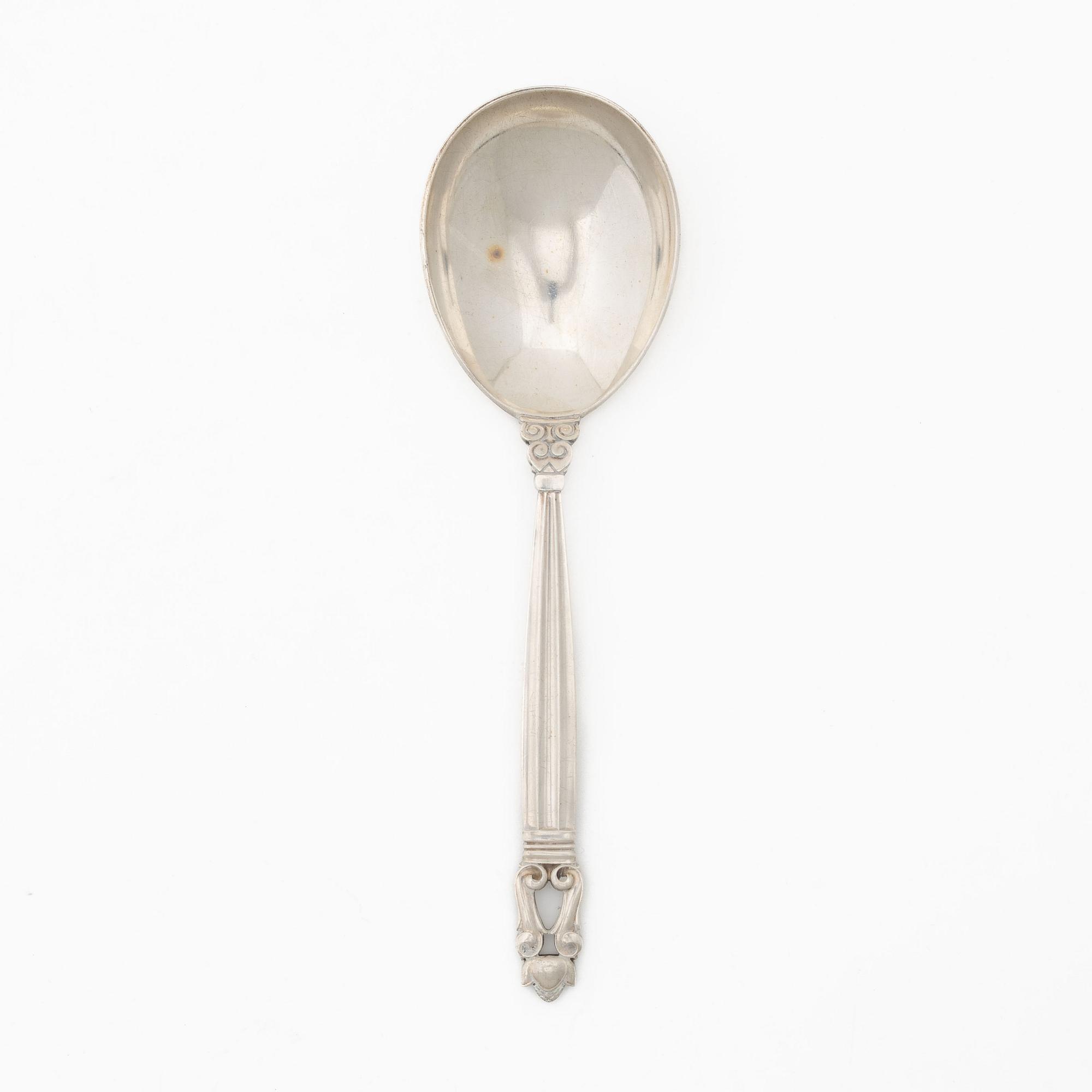 Johan Rohde, sterling silver spoon, 'Konge/Acorn', Georg Jensen, Denmark, after 1945.
