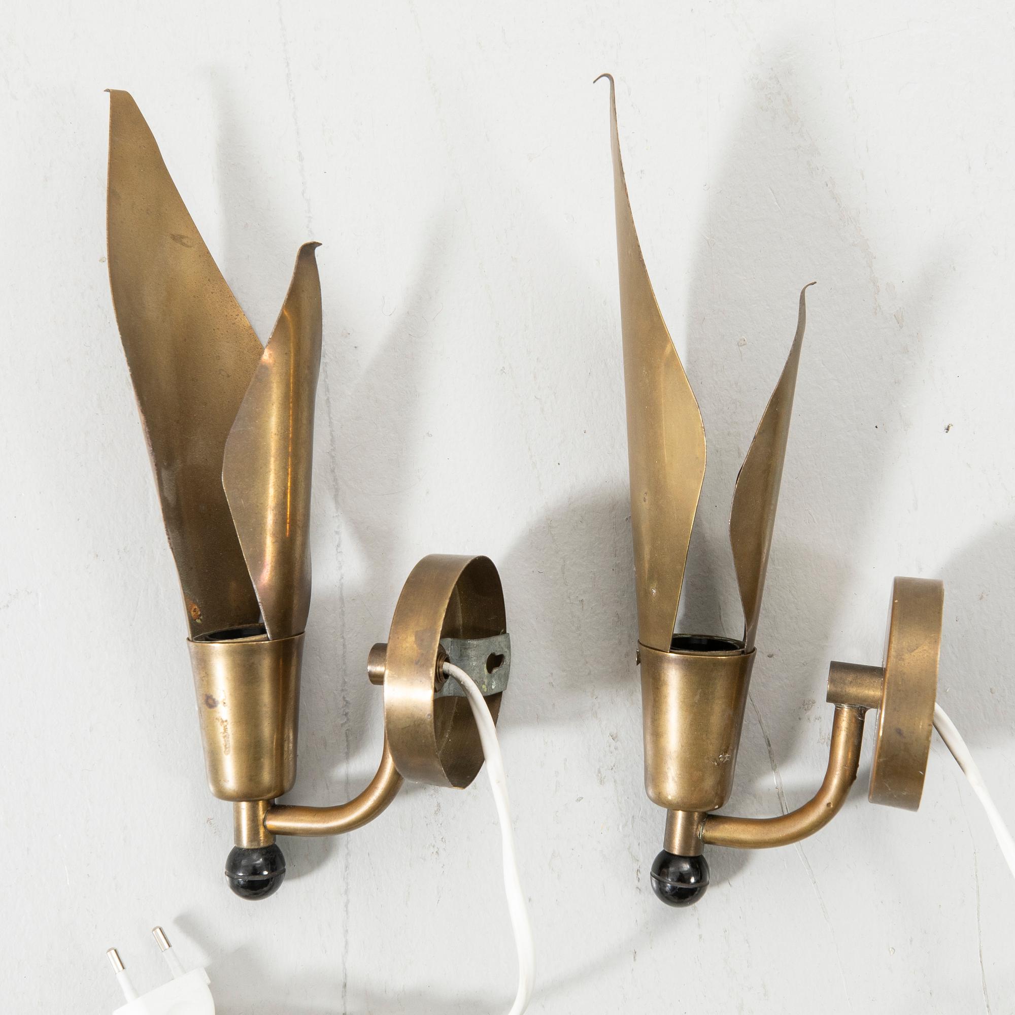 Wall lights, a pair, Swedish Modern, 1940s/50s.
