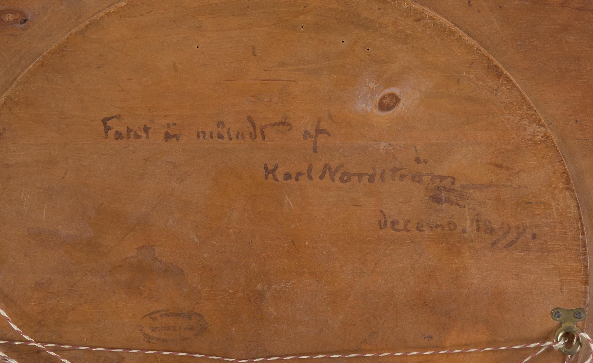 KARL NORDSTRÖM, bemålat träfat, signerat Nordström och daterat 1899.