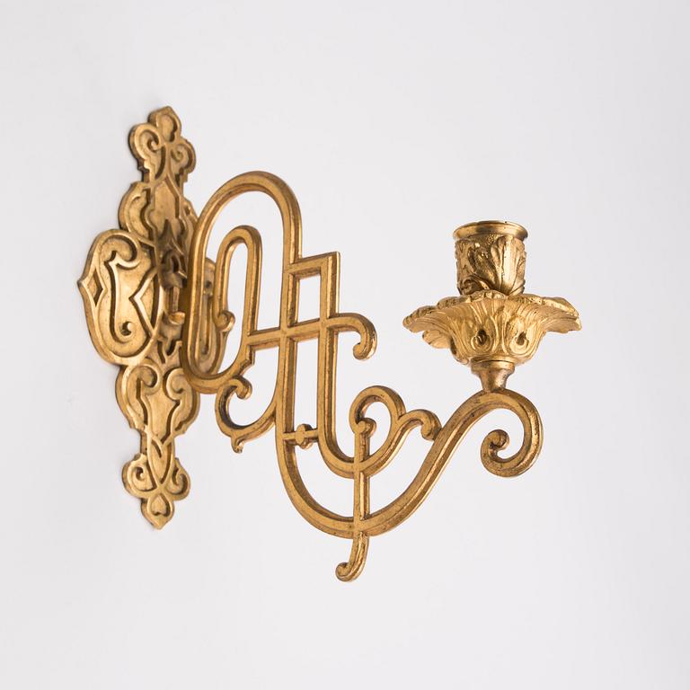 VÄGGLAMPETT,  förgylld brons, Ryssland 1800-talets senare hälft.