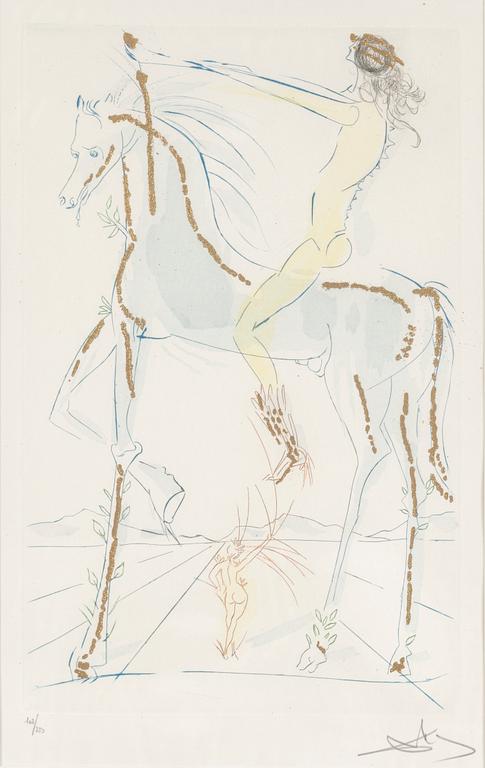 SALVADOR DALÍ, etching with colour and gold dust, signed and numbered 102/250.