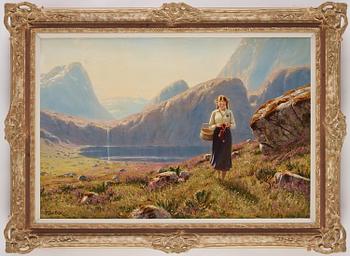 Hans Dahl, Ung kvinna i fjordlandskap.