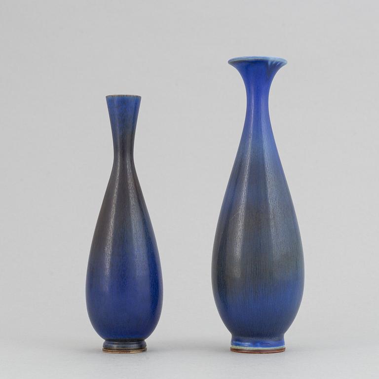 Berndt Friberg, two stoneware vases, Gustavsberg studio, Sweden 1960 and 1965.