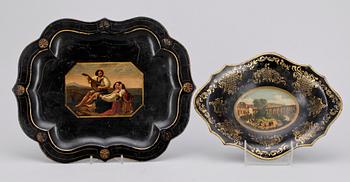 BRÖDFAT, 2 stycken, bemålad plåt. 1800-tal.