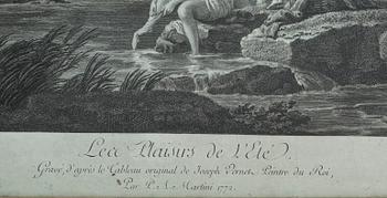 JOSEPH VERNET, efter, kopparstick graverat av P A Martini 1772.